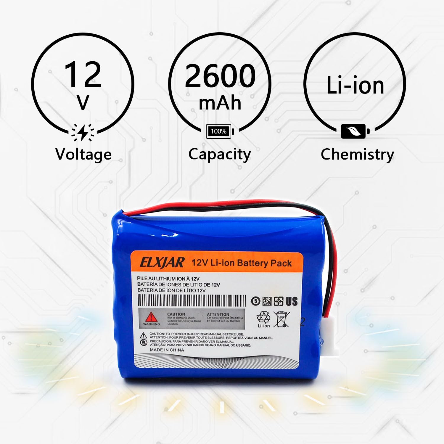 Amazon.com: YUTSUJO (2-Pack) 11.1V 2600mAh Li-ion Battery Pack